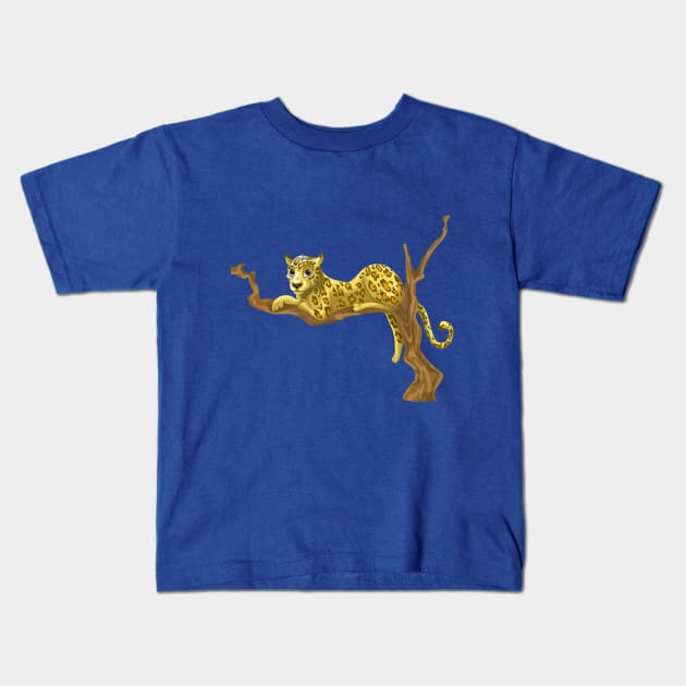 Leopard Relaxing Kids T-Shirt by Mako Design 